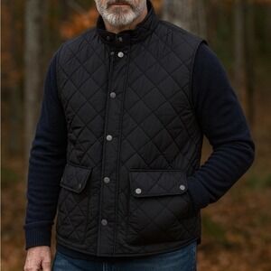 UNTUCKit Wynnwood Black Quilted Puffer Vest Zip Pocket Elevated Casual Small S